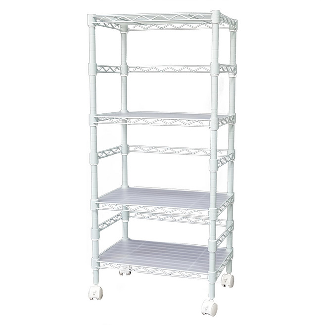 Steel Tycoon 鋼鐵力士 護盾四層置物架 附PP + ㄇ框 + 滑輪, 白色, 4層