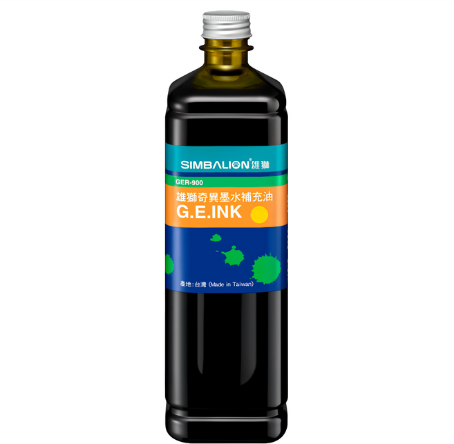 SIMBALION 雄獅 奇異墨水補充油 GER900, 黃色, 900ml