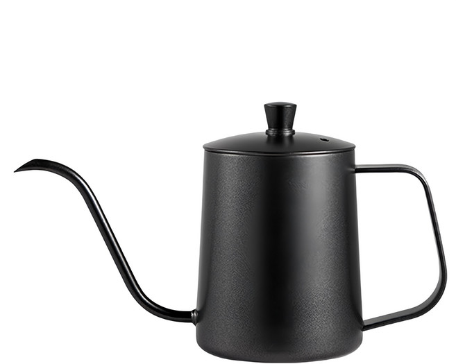LifeShopping 不鏽鋼手沖咖啡壺 350ml 磨砂黑 304不鏽鋼, 壺身 + 壺蓋, 1個