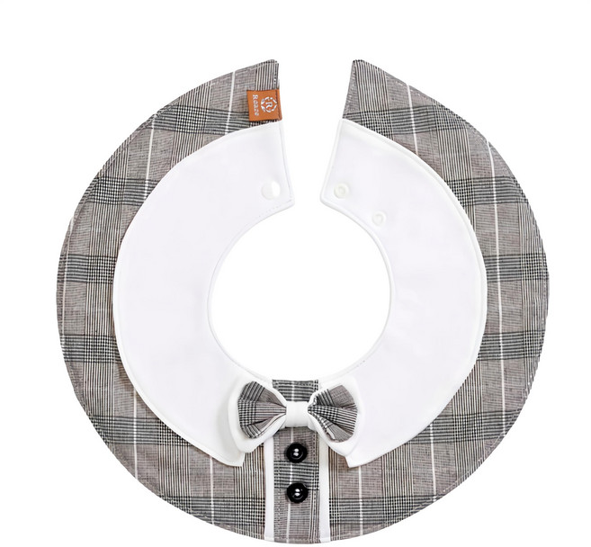 Roaze 柔仕 典雅系列 日系圍兜, 小書生 灰色 + 白色, 1件, 1件