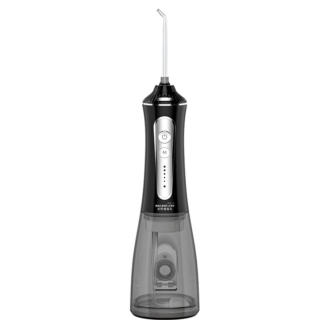 SAKANO KEN 攜帶型充電式電動沖牙機 IPX7級防水 300ml大容量 特殊軟管設計, SI-500, 時尚黑
