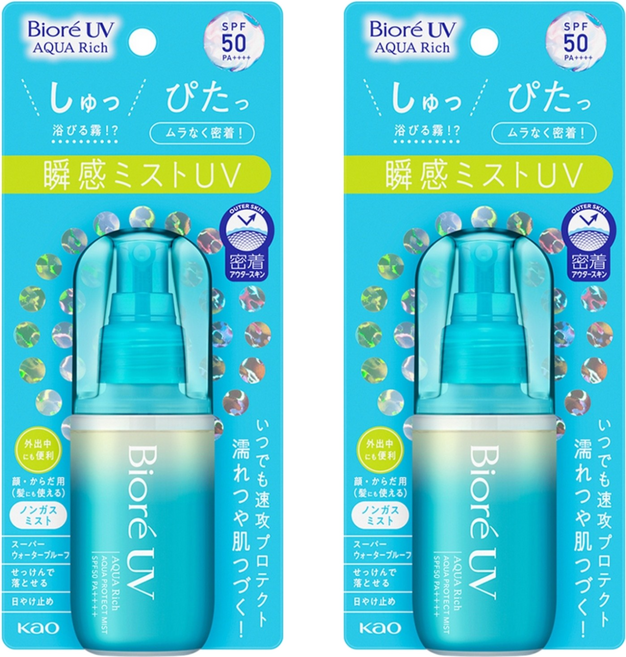 Biore 蜜妮 台灣公司貨 含水防曬水珠噴霧, 2瓶, 60ml