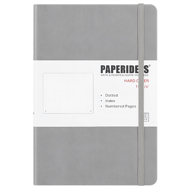 PAPERIDEAS A5 硬皮點陣筆記本 188頁 100gsm 無酸紙, 槍灰色, 1本