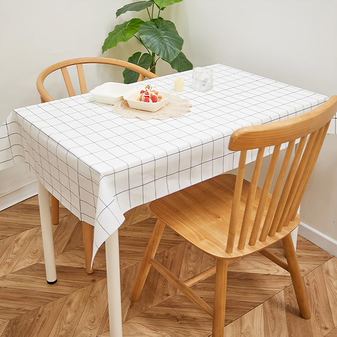 comet Home 多用途PEVA防水格紋桌巾, 白色, 5條, 137 x 90cm