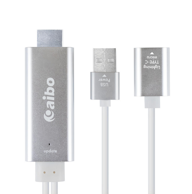 aibo iOS/Type-C/Micro 三合一手機轉HDMI影音傳輸線 適用於Android/iOS系統手機與平板, 2m, 銀色, 1條