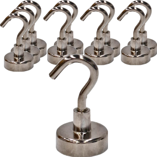 FAmILyLIFE 生活 魔獸級汝鐵硼強力磁鐵掛勾 35 x 16mm 12g 10個, 銀色, 1組