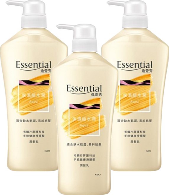 Essential 逸萱秀 保濕極水潤潤髮乳 適合缺水乾澀、易糾結髮, 700ml, 3瓶