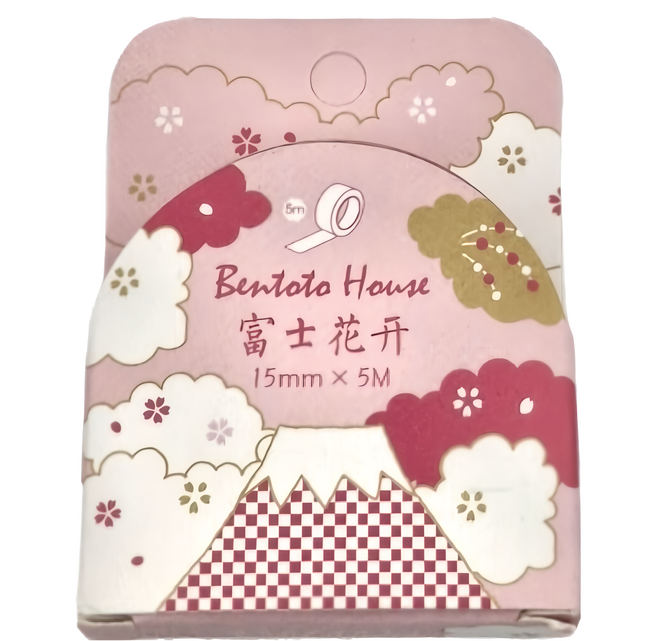 Bentoto House 本朵愛舍 日式和風和紙膠帶 15mm x 5m 3個, 富士花開, 1組