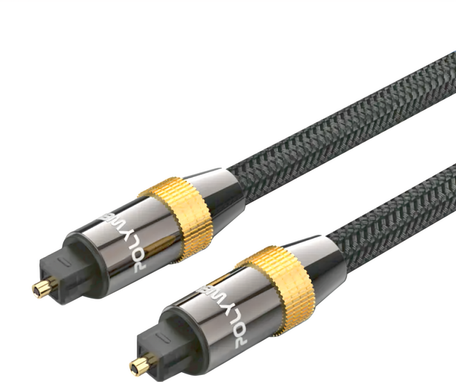 POLYWELL 寶利威爾 Toslink數位光纖線 公對公 PW15-W25-B005, 黑色, 1條, 8m