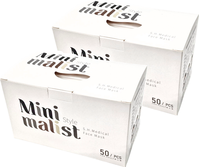 SH 上好生醫 成人醫療防護口罩 未滅菌, 極簡風格 白色 + 灰色 + 米色 + 棕色 + 黑色, 50片, 2盒