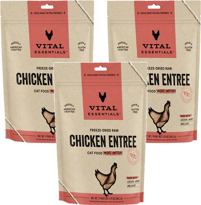 VITAL ESSENTIALS 凍乾鮮肉生食餐 貓用, 雞肉, 106g, 3包