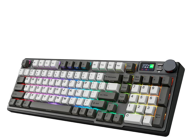 irocks 艾芮克 RGB 熱插拔無線機械鍵盤 原廠保固, IRK85R, 石墨灰, 莓紅軸