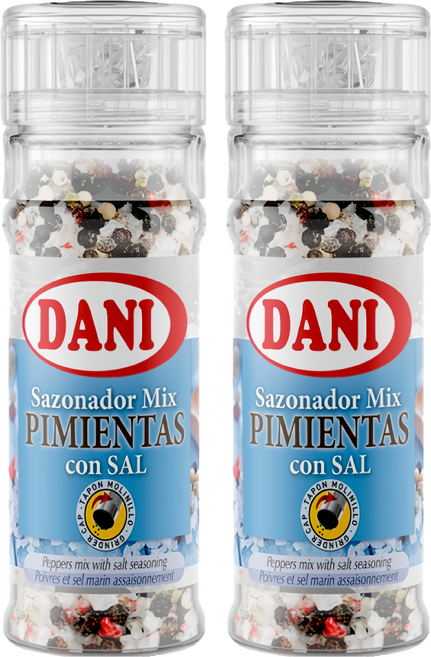 DANI 綜合胡椒粒鹽 研磨瓶蓋設計 透明玻璃瓶身 輕鬆研磨 方便料理 搭配海鹽, 70g, 2瓶