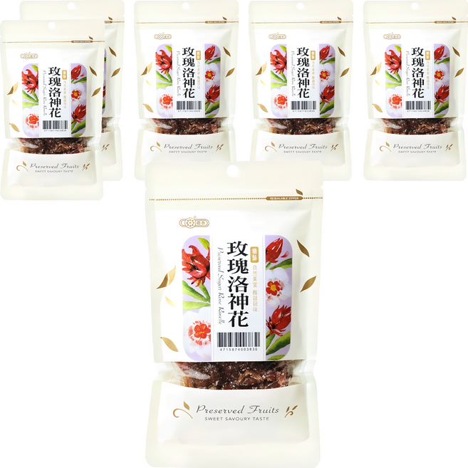 惠香 玫瑰洛神花 糖酥玫瑰洛神 夾鏈袋包裝, 80g, 6包