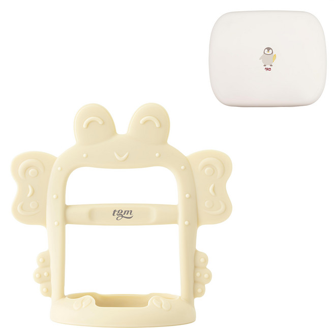 tgm 手腕穿握型固齒器 附收納盒 3個月以上, 固齒器 + 收納盒, 螃蟹 奶油白色, 1組