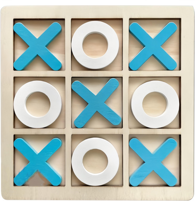 感恩使者 動腦井字棋/木製OX棋/圈圈叉叉 四方井字型, 藍白色, 1組
