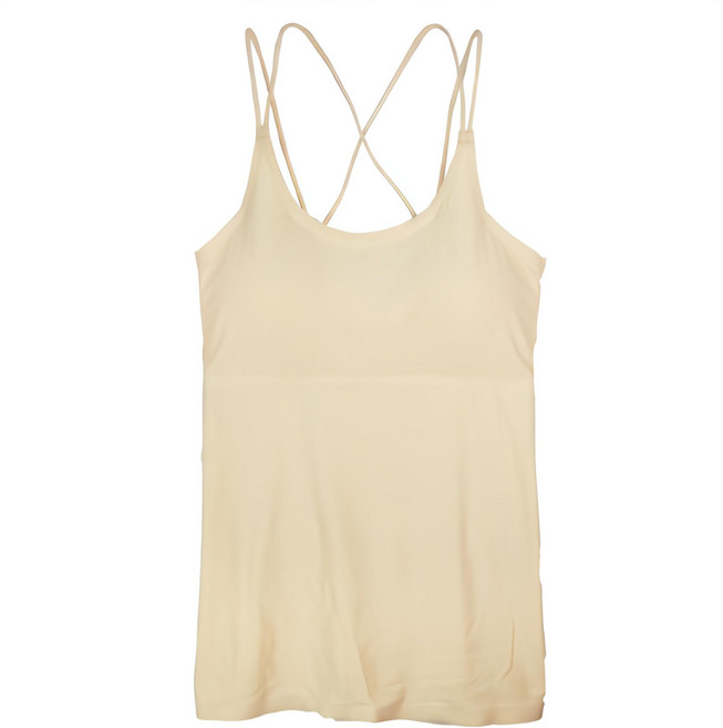 SOFT LIGHT 沁涼無痕性感BRA背心 涼感透氣材質 吸濕排汗 下厚上薄顆粒杯膜 集中美胸 背部X型細肩帶設計 XL 膚色