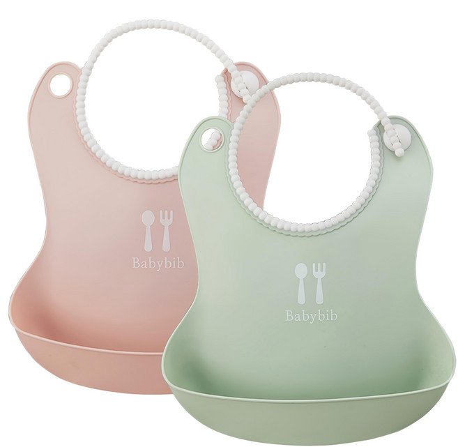 TALLSTOY New Babybib 防漏圍兜 3個月以上, 粉色 + 綠色, 2個, 1組