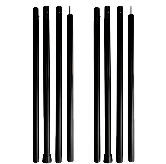 Outdoor Base 鋁合金營柱套裝 啞光黑 32mm (一支4節 單節70CM), 1組