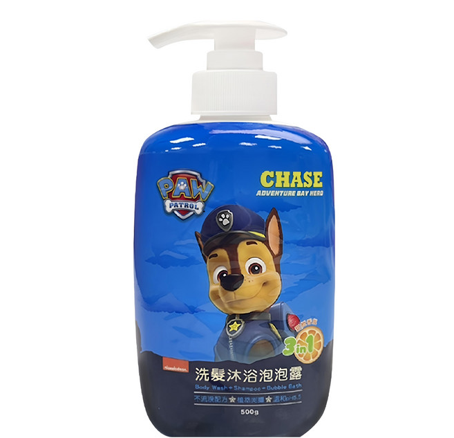 nickelodeon 汪汪隊立大功 兒童洗髮沐浴泡泡露 甜橙香氛, 500g, 1瓶