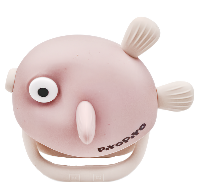 PiYOPiYO 黃色小鴨 鉑金矽膠金魚QQ固齒器 3個月以上, 固齒器, 粉色, 1個