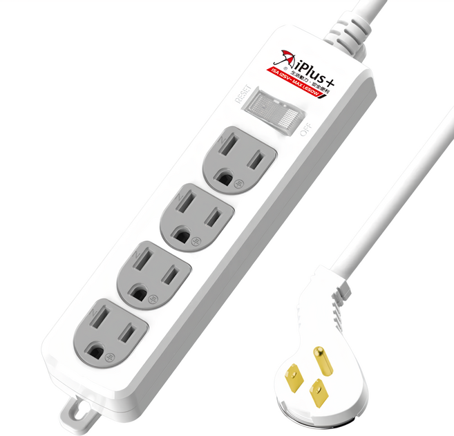 iPlus 保護傘 1切4座扁插延長線 3-146, 1.8m, 白色, 1條