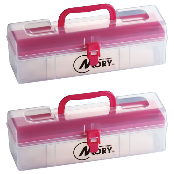 MORY 茂盛 中行家收納盒 30x9.5x10cm 粉色, 2個