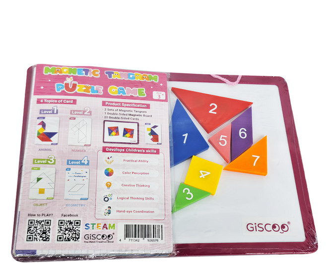 GiSCOO 聚思庫 STEAM系列 磁力七巧板 益智教具組, 1組, Multi-color, 1人