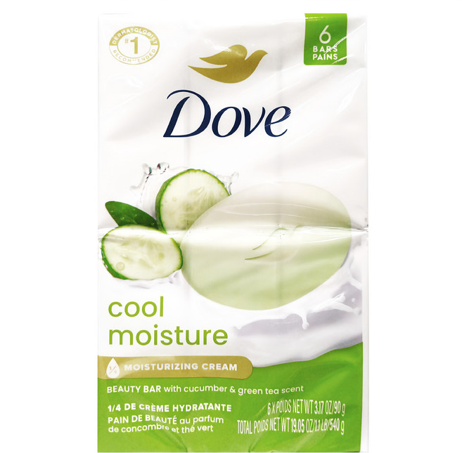 Dove 多芬 涼感保濕沐浴皂 小黃瓜綠茶香, 90g, 6顆
