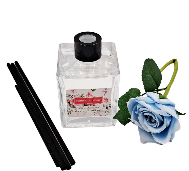 QiMart 精油玫瑰造型珪藻土擴香瓶 法國進口香氛精油 200ml 台灣製, 1瓶, 英國小蒼蘭