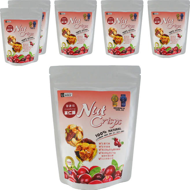 優穀美身 蔓越莓菓仁酥, 60g, 6包