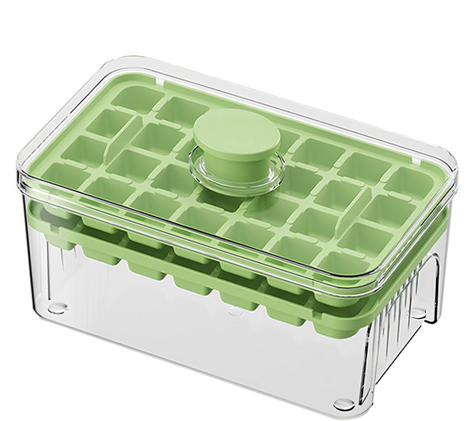 YUNMI 按壓式雙層製冰盒 56格, 1個, 薄荷綠