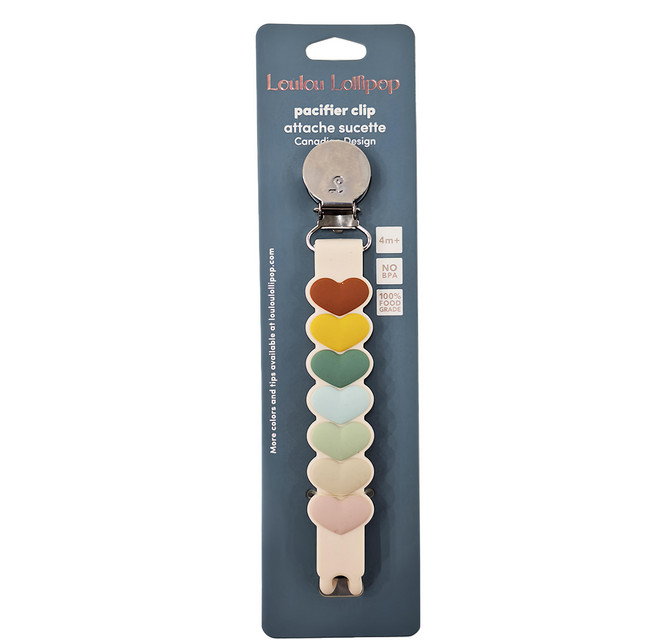 Loulou Lollipop 固齒器矽膠奶嘴鍊 莫蘭迪小愛心 100%食用級矽膠, 1條