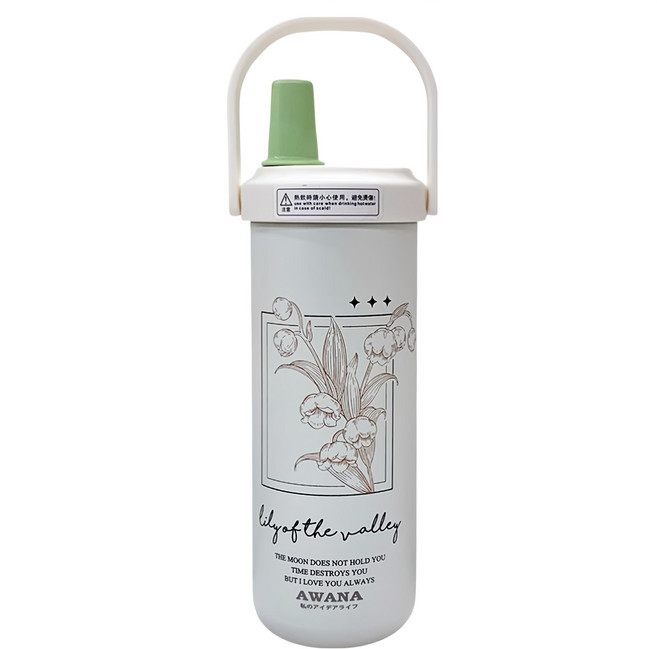 AWANA 大象陶瓷塗層手提吸管杯 MA-750, 750ml, 綠色 + 白色, 1個