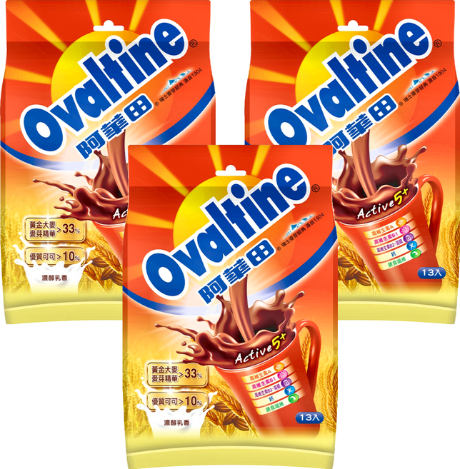 Ovaltine 阿華田 營養巧克力麥芽飲品, 20g, 13包, 3袋