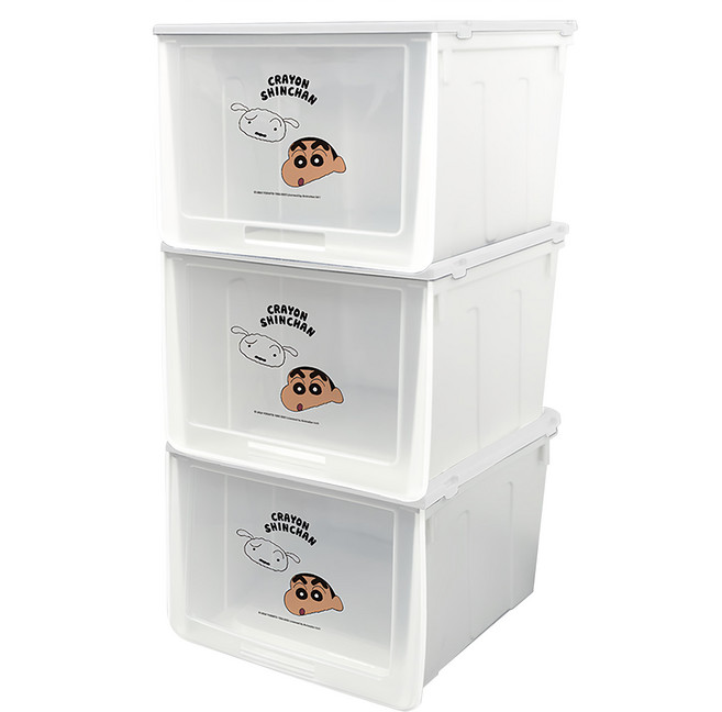 收納王妃 蠟筆小新 塑膠鞋盒3件組, 小新小白 白色, 1組