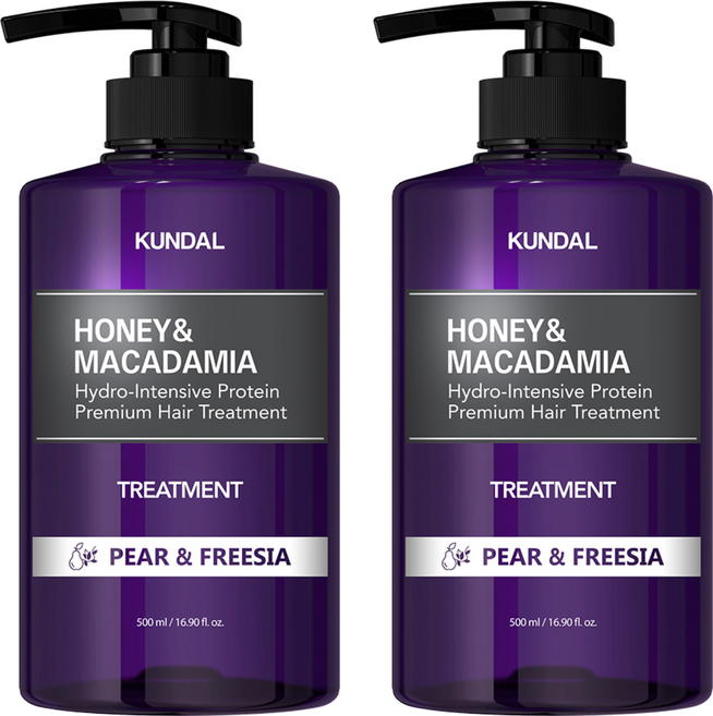 KUNDAL 昆黛爾 蜂蜜+澳洲堅果保濕護髮乳 Pear+Freesia, 500ml, 2瓶