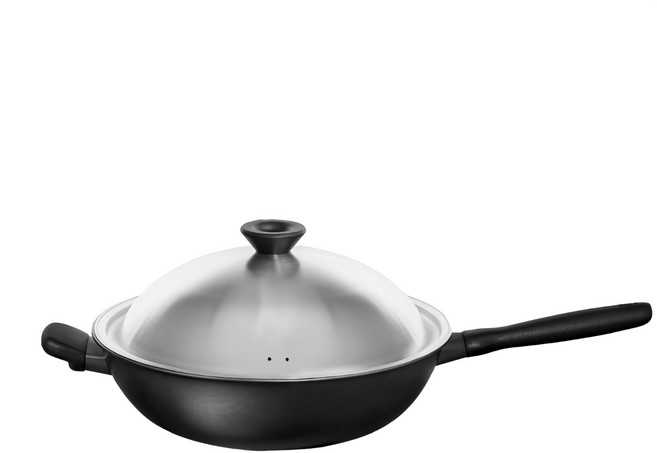 MEYER 美亞 IH陽極不沾 炒鍋 有蓋 鎧甲黑, 32cm, 1個