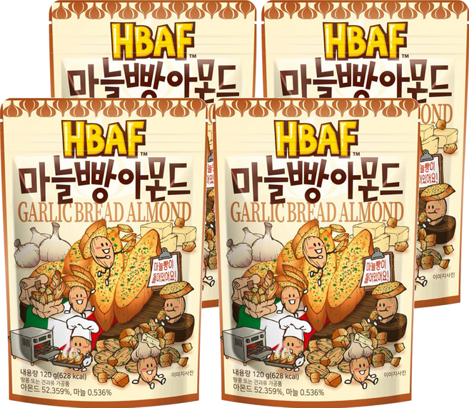 HBAF 杏仁果與大蒜麵包, 120g, 4包