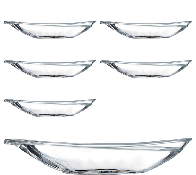 Ocean Glass Delight 香蕉船皿 玻璃材質 最寬240*高44mm 泰國產, 透明, 6個