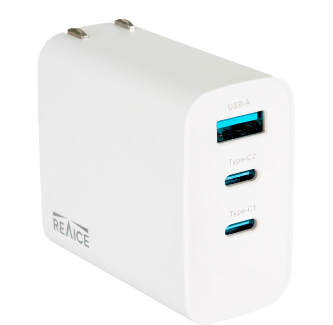 REAICE 台陞科技 GaN氮化鎵3孔PD快充充電器 65W, 1個, 白色