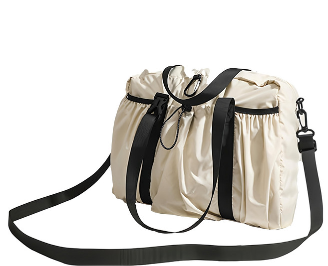 蕉蕉購物 韓版慵懶 米白色 大容量手提肩背包