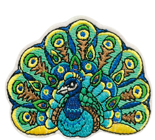 Hi 你好 刺繡貼紙, 孔雀, 1張