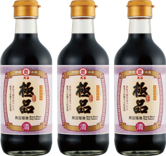 丸莊醬油 極品黑豆蔭油清 台灣契作黑豆 天然釀造 無添加防腐劑, 300ml, 3瓶