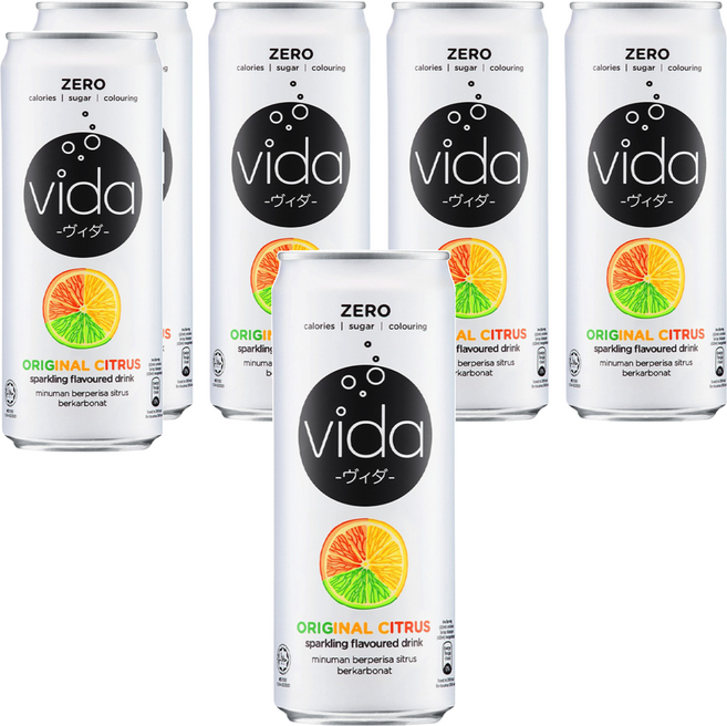 vida DyDo氣泡飲 柑橘味, 325ml, 6罐