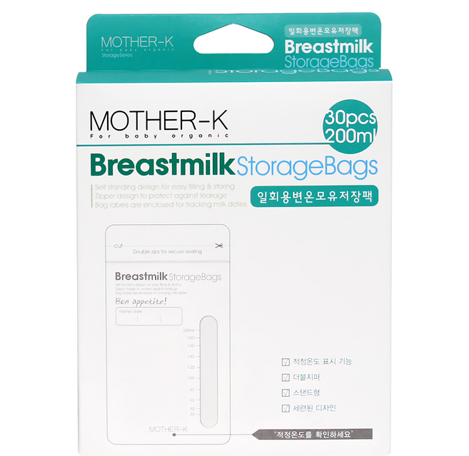 MOTHER-K 溫感母乳袋 200ml, 30入, 1盒