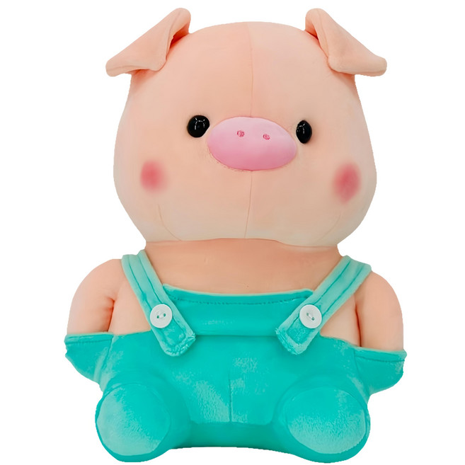 AllBeMine 歐比邁 粉屁豬娃娃小豬娃娃 粉屁豬娃娃吊帶褲款 1011076-2, 28cm, 藍綠色, 1個