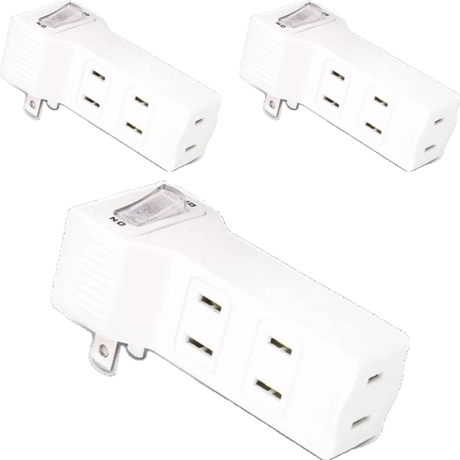 POWER BULL 動力公牛 日式節電1開4插分接器 - 阻燃防火PC外殼 3方向電源分配 集中管控開關, 9cm, PK-839SQ, 3個