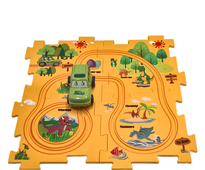 基礎4片拼圖軌道車, 恐龍, 1個