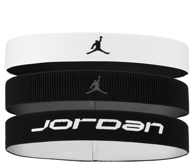 NIKE 耐吉 JORDAN 喬丹 ELASTIC SPORT 寬版頭帶 3 PK J1012023036OS, 1組, 白色 + 黑色